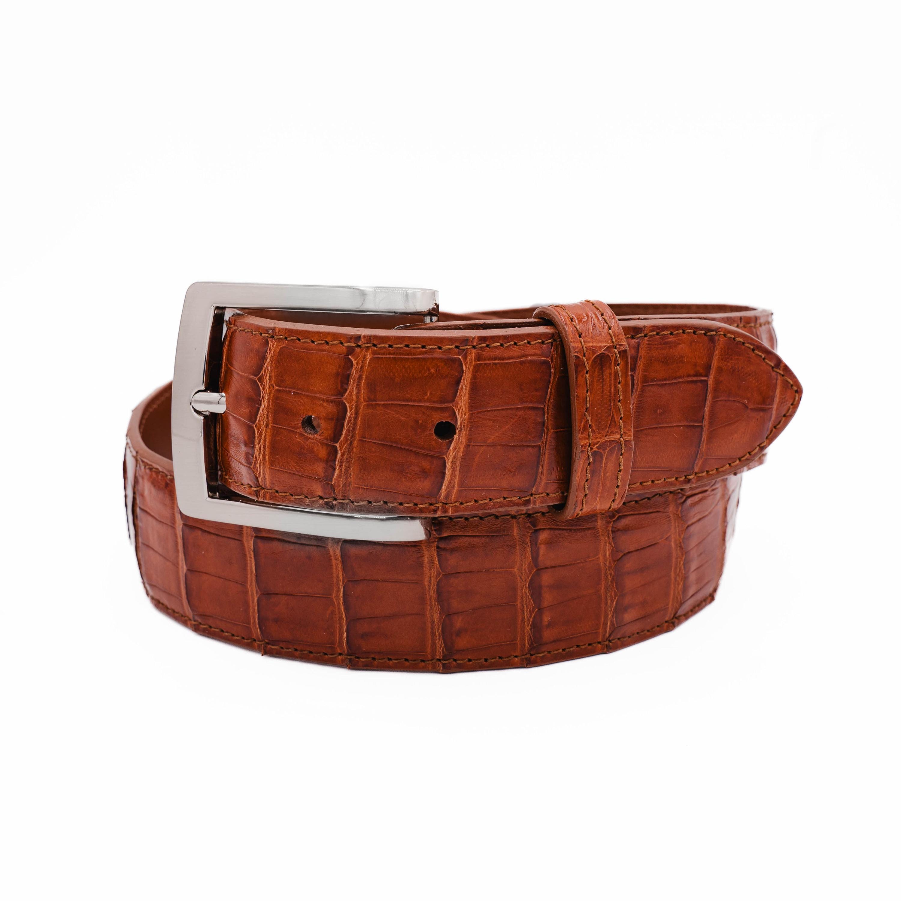 Genuine Leather Belt Crocodile Embossed Alligator Tooled Real Leather Belt Big & Tall Westport Black Italian Calfskin 35mm Crocodile  main image 3