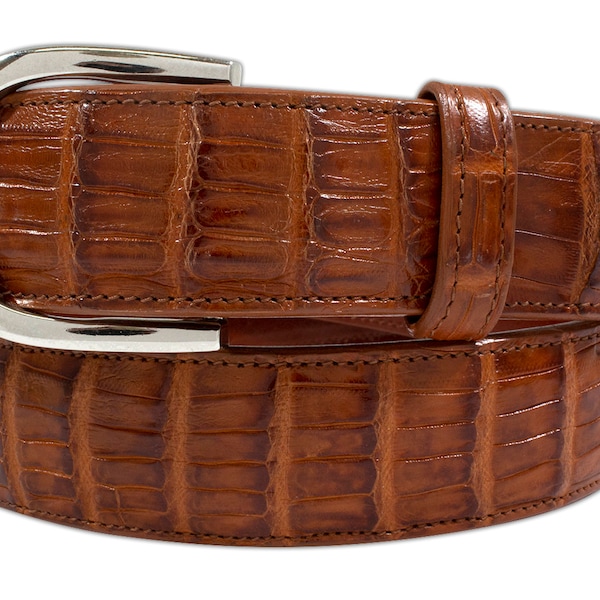 Genuine Handmade Cognac Alligator Leather Belt (Made in U.S.A)