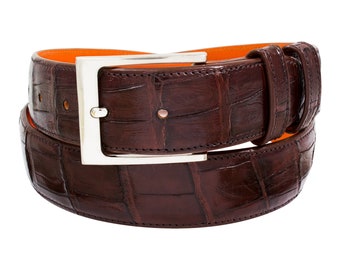 FLATSEVEN Mens Genuine Leather Crocodile Skin Classic Belt FLATSEVEN Mens Genuine Leather Crocodile Skin Classic Belt