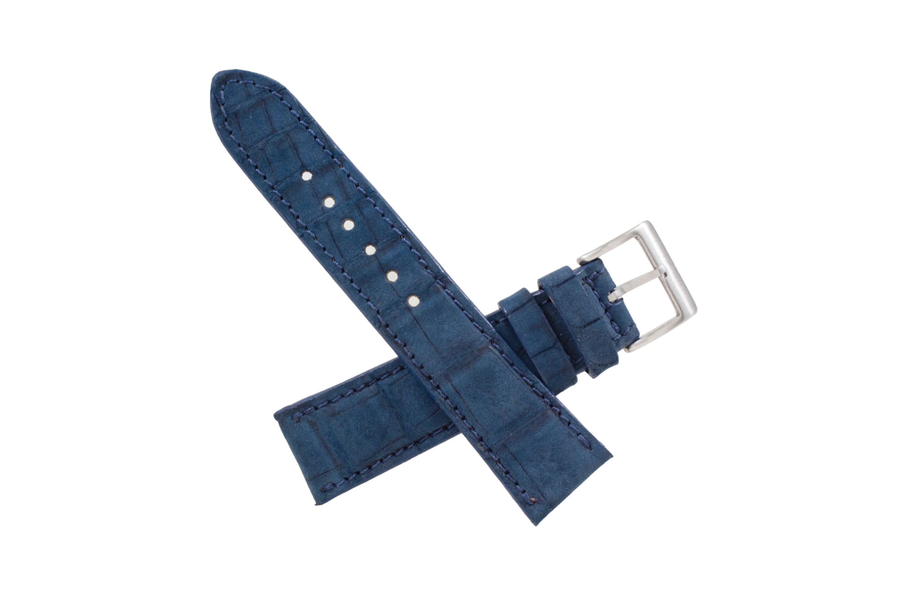1pc Blue Crocodile Embossed PU Leather Strap With Needle Buckle
