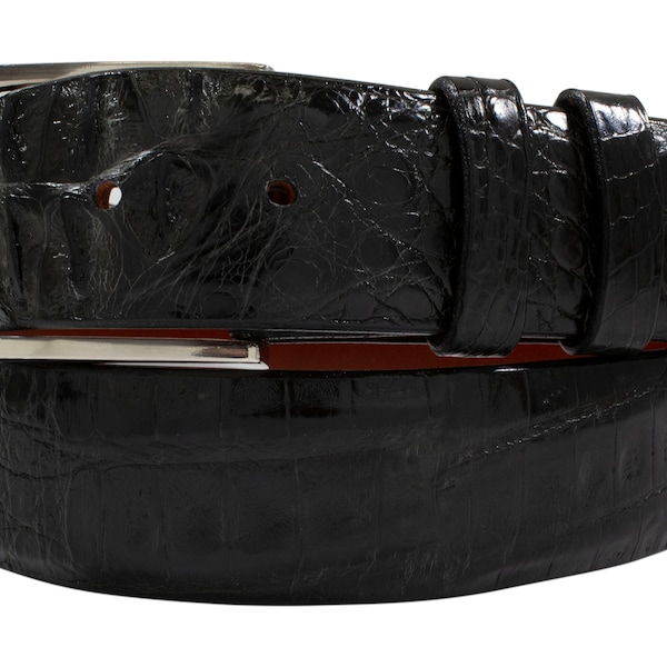 Genuine Black Hornback Alligator Leather Belt (Made in U.S.A)