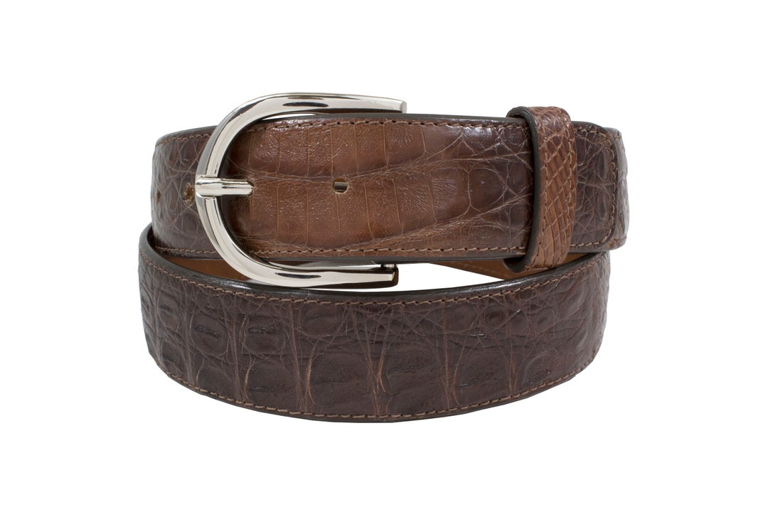 Genuine Saddle Brown Alligator Leather Belt made in U.S.A - Etsy