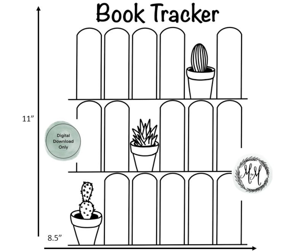 Book Tracker Printable Reading List on Bookshelf Bullet | Etsy