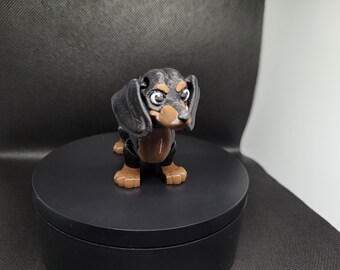 3D Printed Flexi Dachshund Figurine – Articulated Wiener Dog Decor
