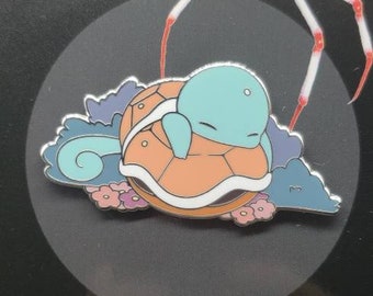 Sleepy blue water turtle Enamel Pin