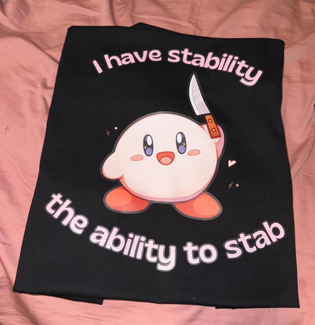 Stability to Stab Mental Health Tee - Funny Dark Humor Cotton T-shirt ...