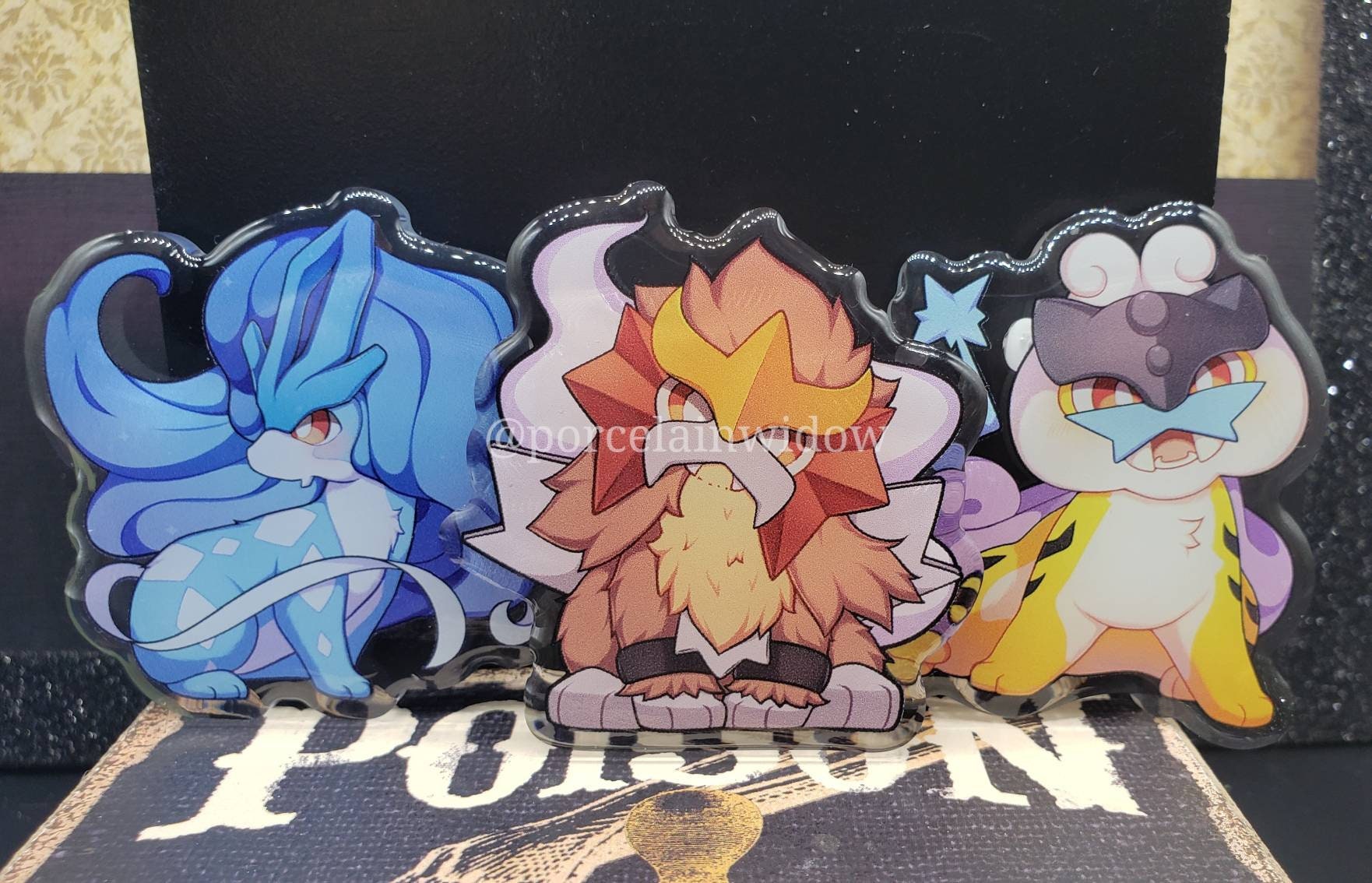 Entei Raikou Suicune glas in lood / Aangepaste holografische