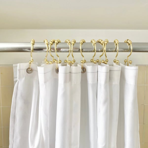 decorative gold shower curtain hooks