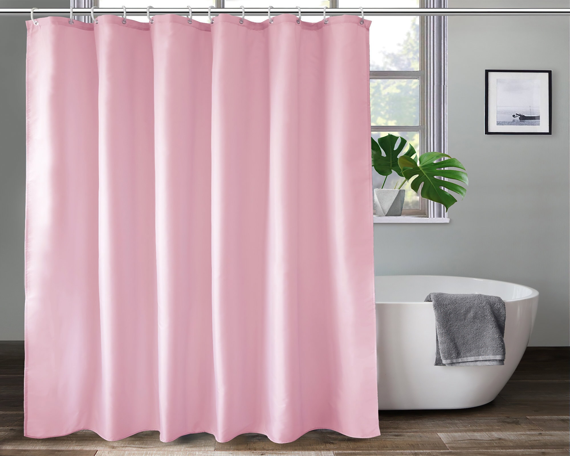 Extra long blush pink color shower curtain pink print shower Etsy