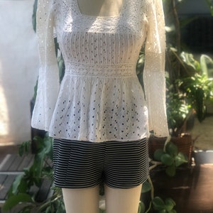 White Eyelet Bell Sleeve Top