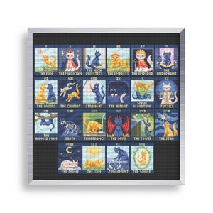 22 Kleine Kreuzstich Katze Tarot Karten Set, Mini Lustige Tarot Karten Stich Bundle, Klein Einfach Der Turm Stich Muster, Die Kaiserin Kaiser