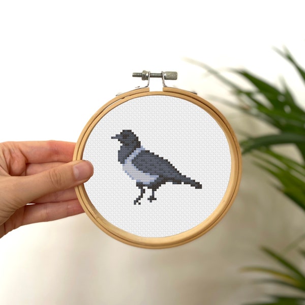 Tiny Cross Stitch Crow , Mini Cross Stitch Bird , Small Easy Animals Embrodiery Pattern , Simple Cross Stitch Kids Pattern PDF