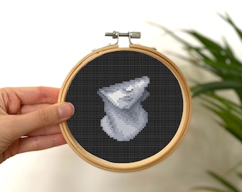 Tiny Cross Stitch Head of Youth , Mini Cross Stitch Greek Sculpture , Small Easy Ancient Statue , Simple Cross Stitch Gorgon Pattern PDF