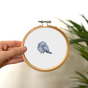 Tiny Cross Stitch White Bird , Mini Cross Stitch Bird , Small Easy Animals Embrodiery Pattern , Simple Cross Stitch Kids Pattern PDF