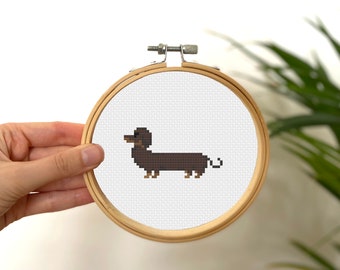 小さなクロスステッチのダックスフント、ミニクロスステッチの犬
