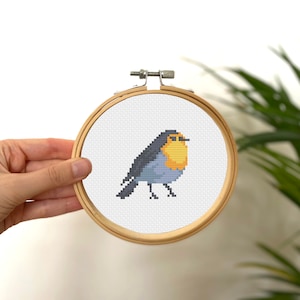 Tiny Cross Stitch Yellow Breasted Bird , Mini Cross Stitch Animal , Small Easy Embrodiery Pattern , Simple Cross Stitch Kids Pattern PDF