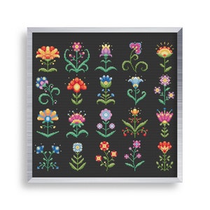 20 Set di fiori popolari a punto croce minuscolo, pacchetto mini punto croce, piccoli fiori semplici motivo a punto X, punto croce semplice