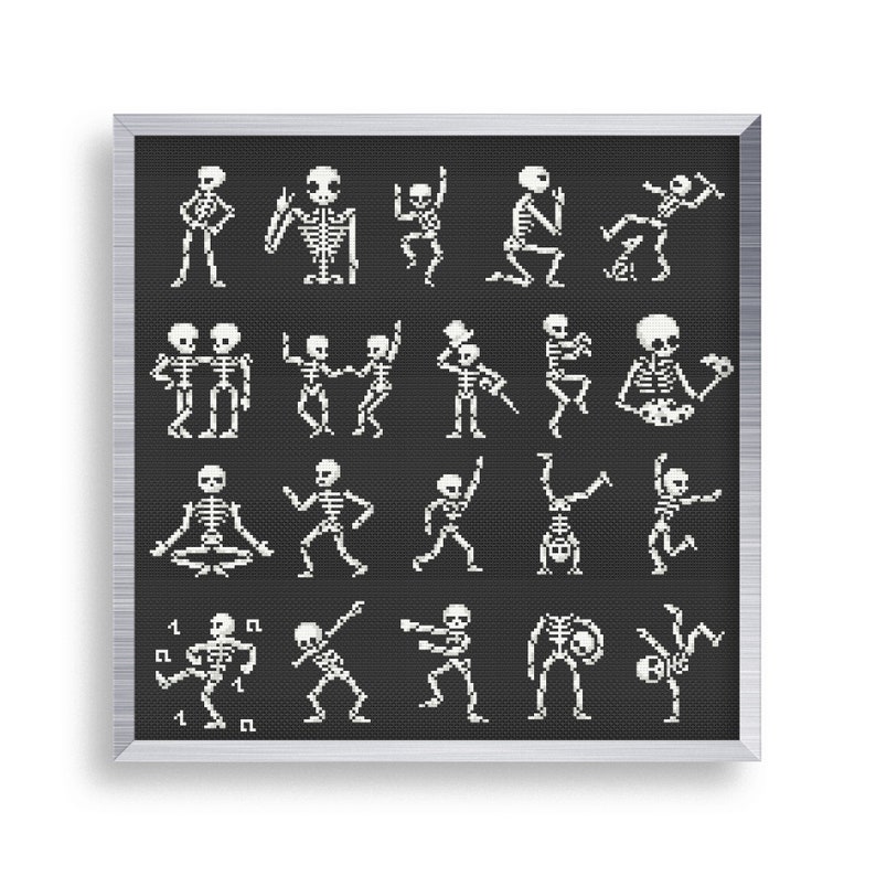 20 Funny Tiny Cross Stitch Skeleton Set Mini Cross Stitch - Etsy Israel