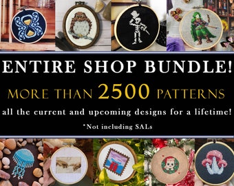 Volledige winkel 2500 Plus klein kruissteekpatroon - Cross Stitch Mega Bundle - Bevat alle aankomende ontwerpen behalve SAL's