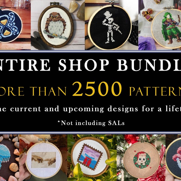 Entire Shop 2500 Plus Tiny Cross Stitch Pattern - Kreuzstich Mega Bundle - Enthält alle kommenden Designs außer SALs