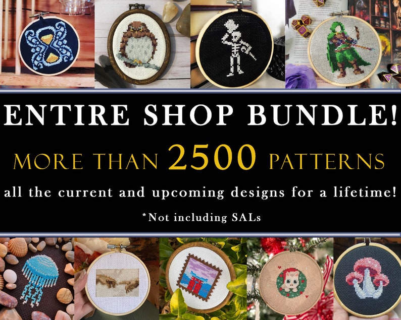 Entire Shop 2500 Plus Tiny Cross Stitch Pattern Kreuzstich Mega Bundle Enthält alle kommenden Designs außer SALs Bild 1