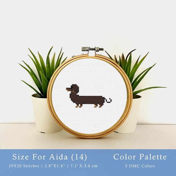 小さなクロスステッチのダックスフント、ミニクロスステッチの犬