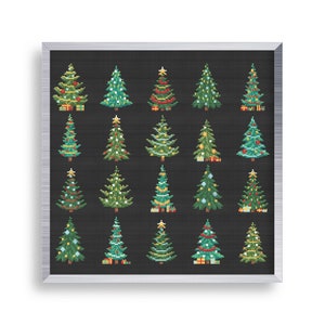 Ensemble de 20 petits arbres de Noël au point de croix, mini ornements de point de croix étoile, petit échantillonneur facile, cadeau simple au point de croix
