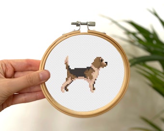 Tiny Cross Stitch Big Pocket Beagle , Mini Cross Stitch Dog , Small Easy Animal Pet Embrodiery Pattern , Simple Cross Stitch Kids Pattern