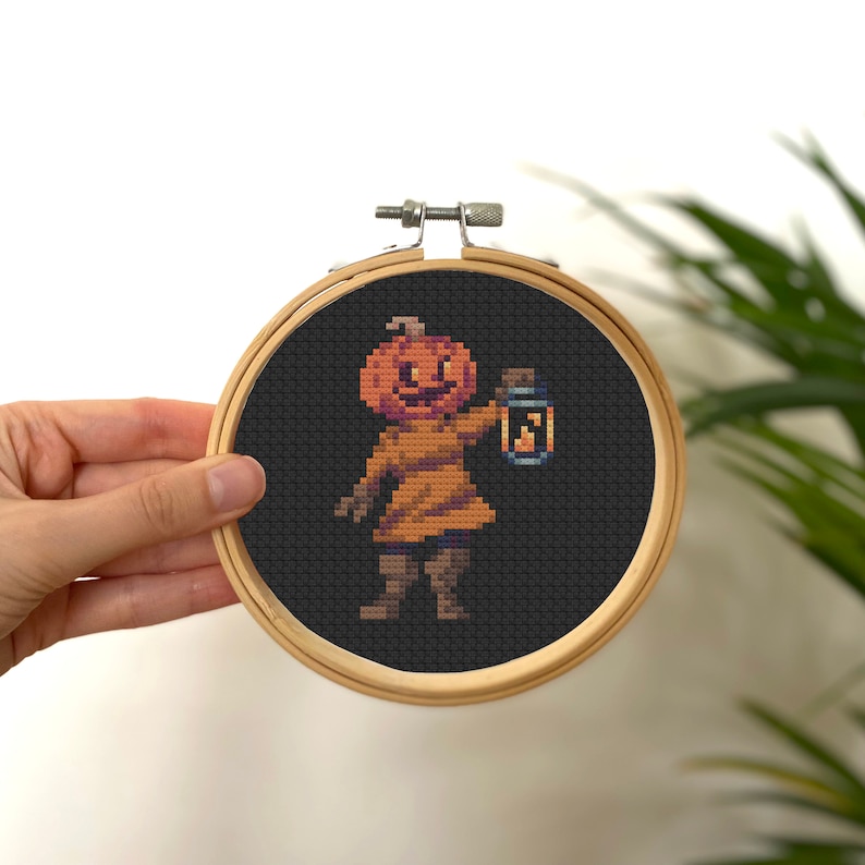 20 Tiny Cross Stitch Jack O Lantern Set , Mini