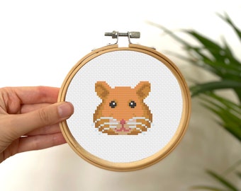 Tiny Hamster Face Cross Stitch Pattern (Digital Download)