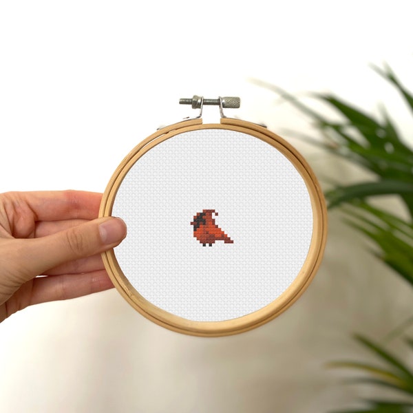 Tiny Cross Stitch Baby Red Bird , Mini Cross Stitch Baby Bird , Small Easy Animals Embrodiery Pattern , Simple Cross Stitch Kids Pattern PDF