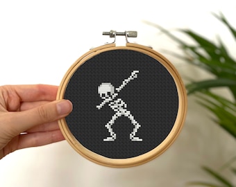 Tiny Skeleton Cross Stitch Pattern, Easy Goth Skulls (PDF Pattern)