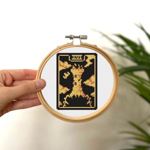 Der Turm Kleine Kreuzstich Tarot Karte, Mini Goldene Tarot Karte Stitch, Kleines Einfaches Stitch Muster, Gold Tarot Karten Muster