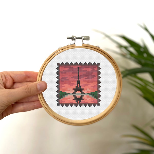 Tiny Cross Stitch Eiffel Tower Cross Stitch , Mini Cross Stitch Stamp, Small Easy Simple France Cross Stitch Pattern , Paris Cross Stitch