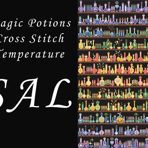 Magic Potions Temperature SAL , Fantasy Stitch Along Cross Stitch , Chemistry Lab Tube , Cross Stitch For Beginners Chart