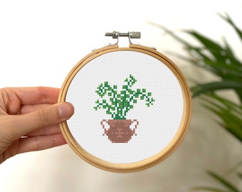 Tiny Cross Stitch Plant , Mini Cross Stitch Flower in Pot , Small Easy Beginner Pattern , Simple Cross Stitch Kids Pattern PDF
