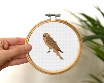Tiny Cross Stitch Hawk , Mini Cross Stitch Brown Bird , Small Easy Animals Embrodiery Pattern , Simple Cross Stitch Kids Pattern PDF