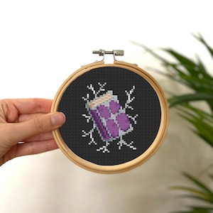 Tiny Cross Stitch Thunder Magic Book , Mini Cross Stitch RPG , Small Easy Game Stitch Pattern , Spells Cross Stitch