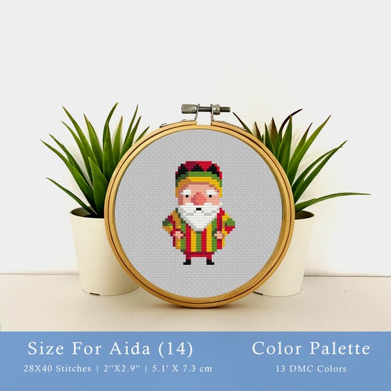 Worldwide Santas Christmas Cross Stitch Pattern, Mini Ornaments