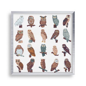 Tiny Cross Stitch Owls Set , Mini Cross Stitch Set , Small Easy Animal X Stitch Pattern , Simple Cross Stitch Bird Digital Pattern PDF