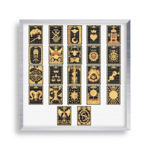 22 kleine Kreuzstich Tarot Karten Set, Mini Golden Tarot Karten Stich Bundle, Klein Einfach Der Turm Stich Muster, Der Kaiserin Kaiser