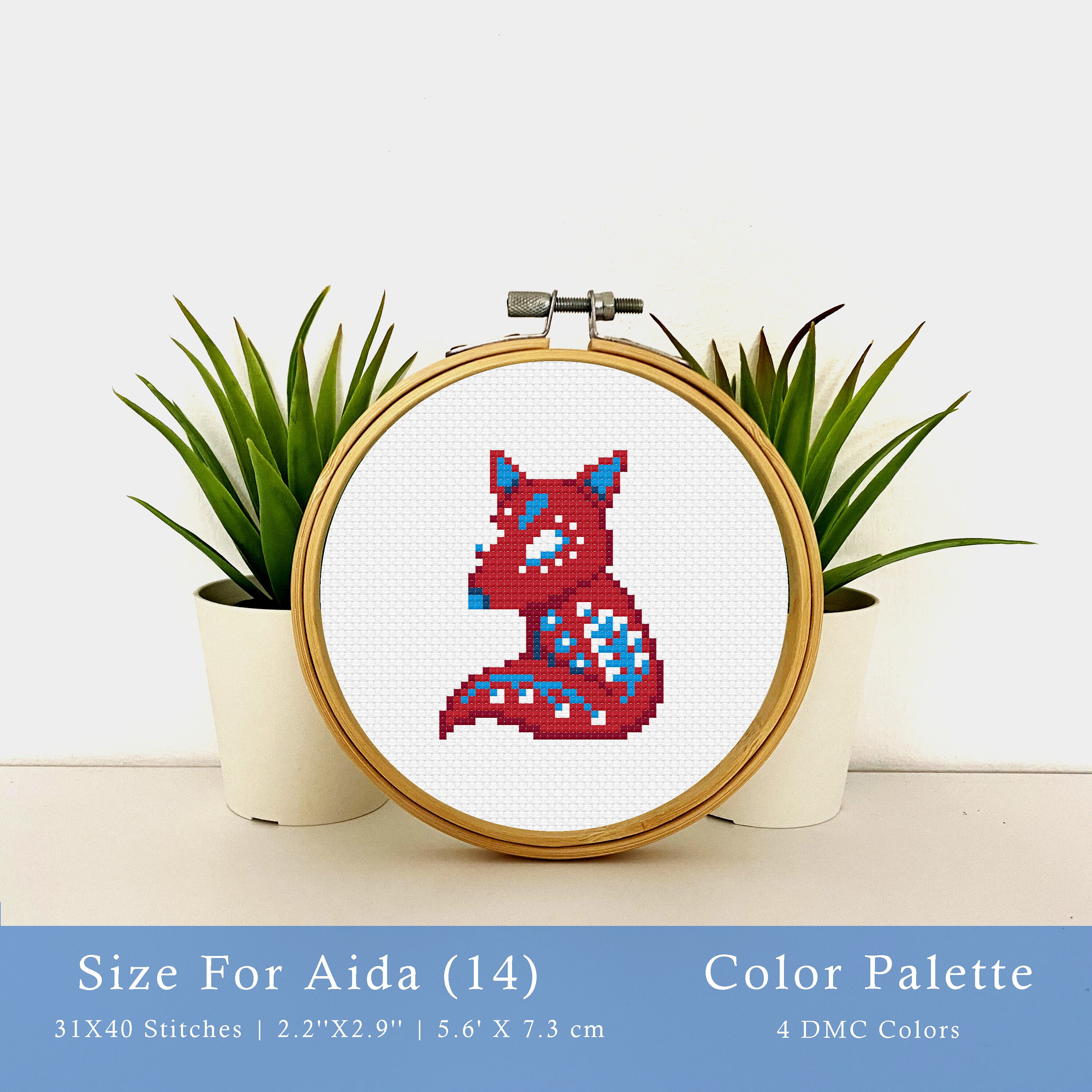 30 Scandinavian Folk Cross Stitch Patterns, Mini Plants Animals
