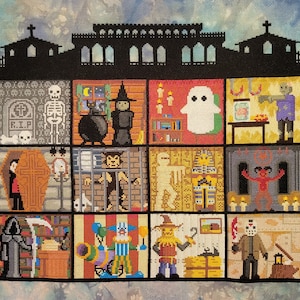 Haunted House Cross Stitch Mystery SAL , Scary Halloween Cross Stitch , Zombie Stitch Pattern , Spooky Goth Cross Stitch