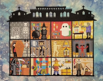 Haunted House Cross Stitch Pattern, Halloween Mystery SAL (PDF Pattern)