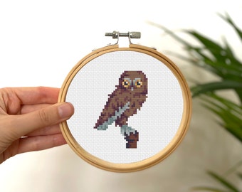 Tiny Baby Owl Cross Stitch Pattern, Beginner Animal X Stitch (PDF Pattern)
