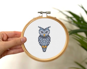 Tiny Cross Stitch Owl , Mini Cross Stitch Bird , Small Easy Animals Embrodiery Pattern , Simple Cross Stitch Kids Pattern PDF
