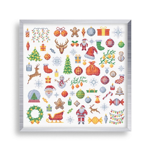25 Christmas Cross Stitch Mini Ornaments Pattern Set Tiny - Etsy