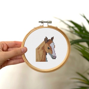 Kleines Kreuzstich Pferd , Mini Kreuzstich Pferd Gesicht , Kleines Einfaches Tier X Stich Muster , Einfache Kreuzstich Kinder Digitale Muster PDF
