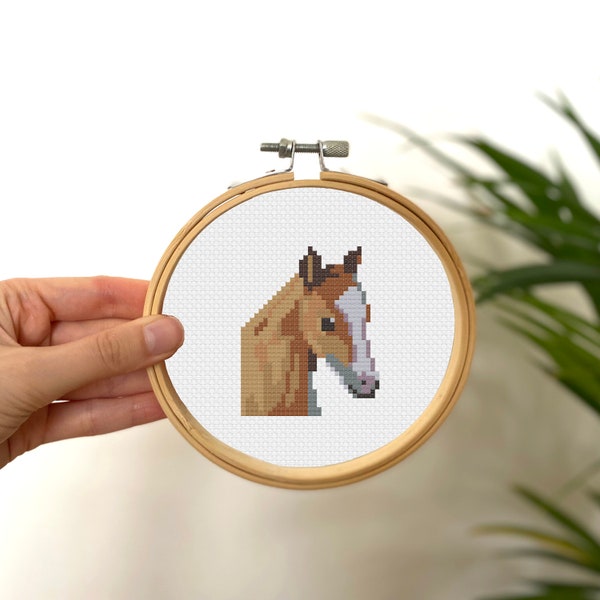 Tiny Cross Stitch Horse , Mini Cross Stitch Horse Face , Small Easy Animal X Stitch Pattern , Simple Cross Stitch Kids Digital Pattern PDF