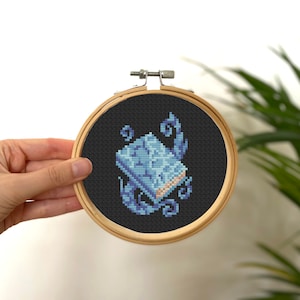 Tiny Cross Stitch Water Magic Book , Mini Cross Stitch RPG , Small Easy Game Stitch Pattern , Spells Cross Stitch